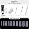 Nail Extension Gel Kit 15ml×6 Pcs Full Set Nail Form & Base Coat Long-Lasting Home Salon Nail Art Tools