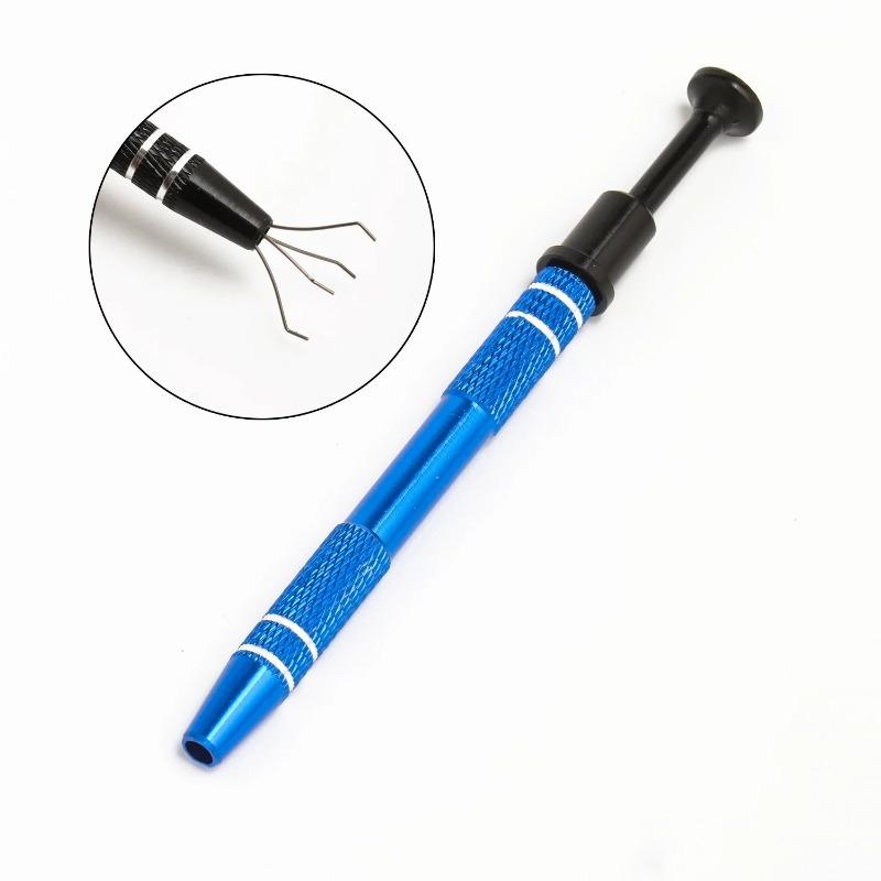 

Precision 4-Claw Extractor Straight Curved Tip Selflock Welding Tweezers Remover Tool Electronic Component Nut Repair Craft Tool Blue
