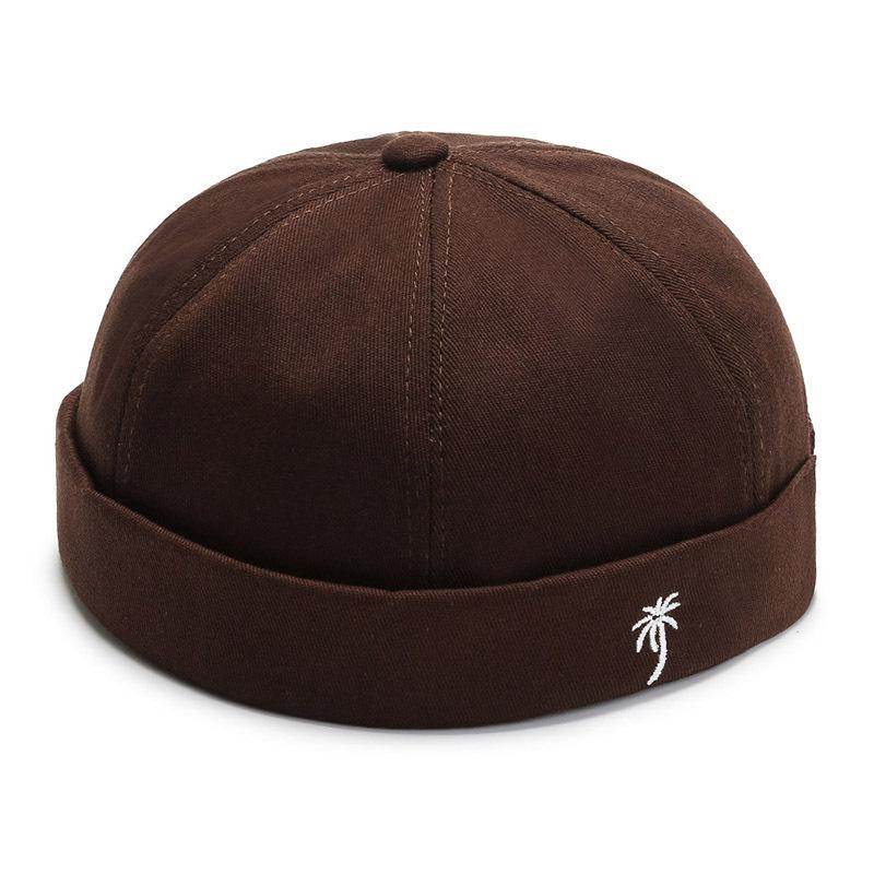 Schirmlose Hüte für Männer Frauen Schnalle Docker Cap Waschbaumwolle Retro Hut Verstellbare Schirmlose Skullcap Adjustable black
