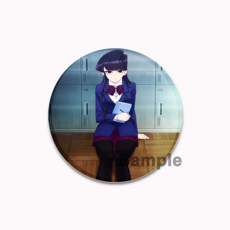 32/44/58mm Komi Cant Communicate Round Pin Cute Girl Cartoon Snap-in Brooches for Backpack Cothes Accessories Anime Collection Badge