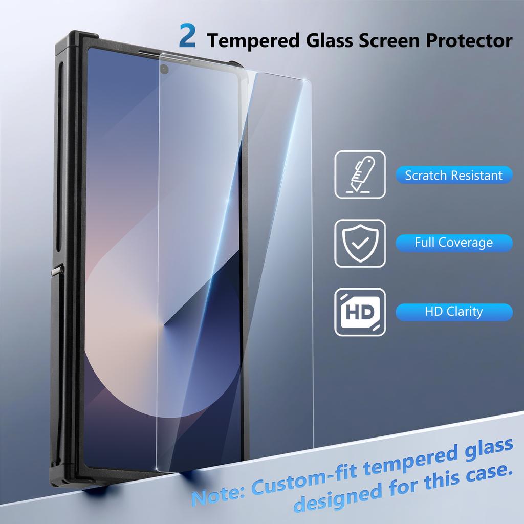 Oatsbasf Metal Frameless Phone Case for Samsung Galaxy Z Fold 6 Case With Stand & Secure Grip Shockproof Protection Phone Cover