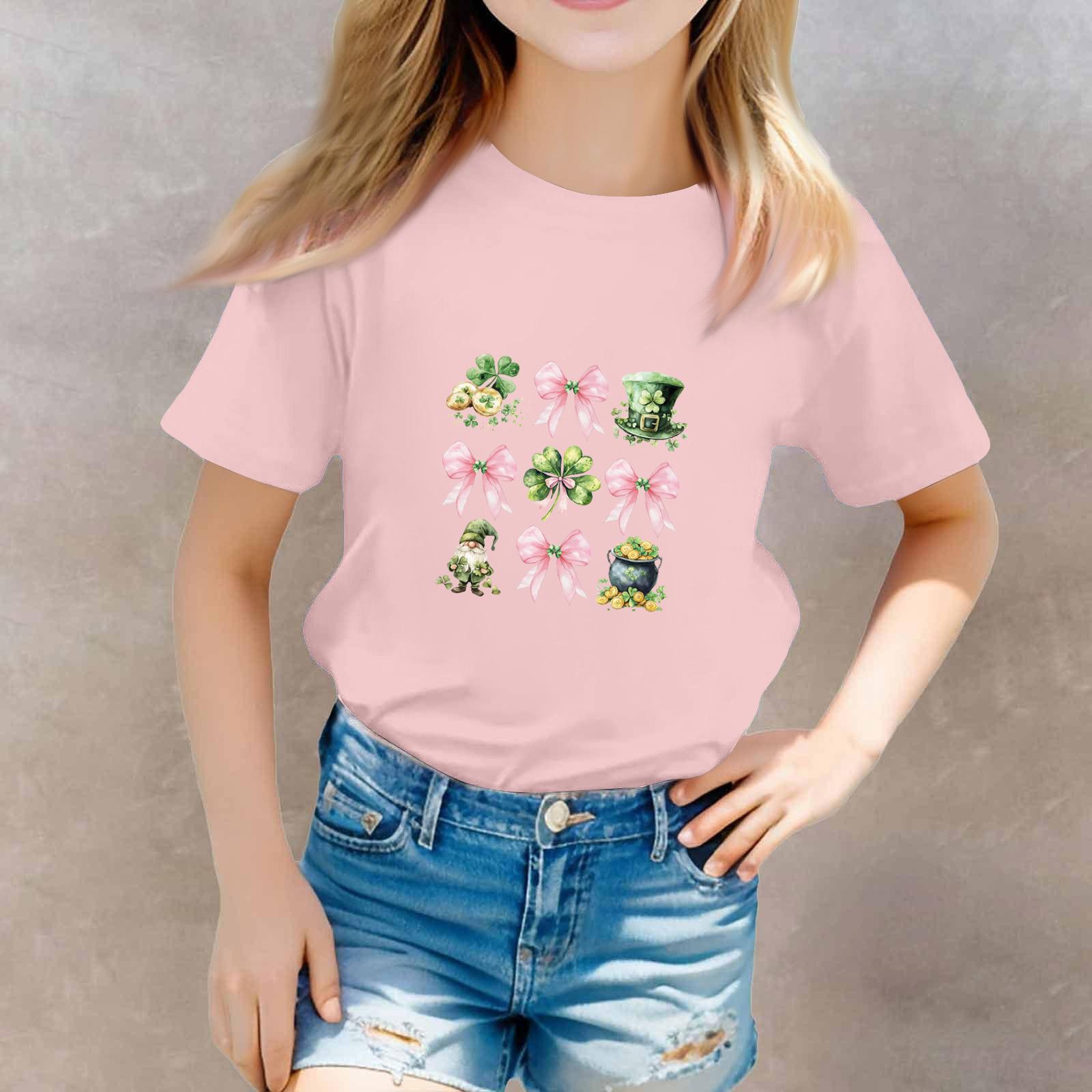 

St. Patrick s Day Toddler Girl Boy T-Shirts Kids Top Boys And Girls Printed Short Sleeved T-shirt 160 рожевий