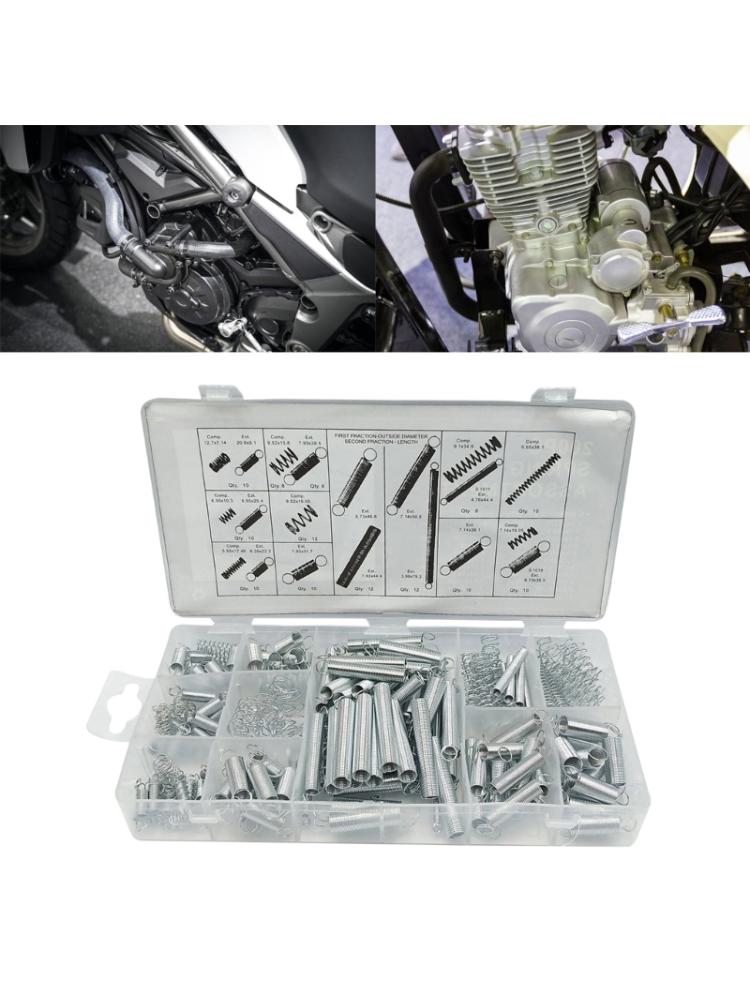 Fjädersortimentset, 200 delar, förlängnings- och kompressionsfjädersats, mekanisk kompressionsfjäder, olika storlekar