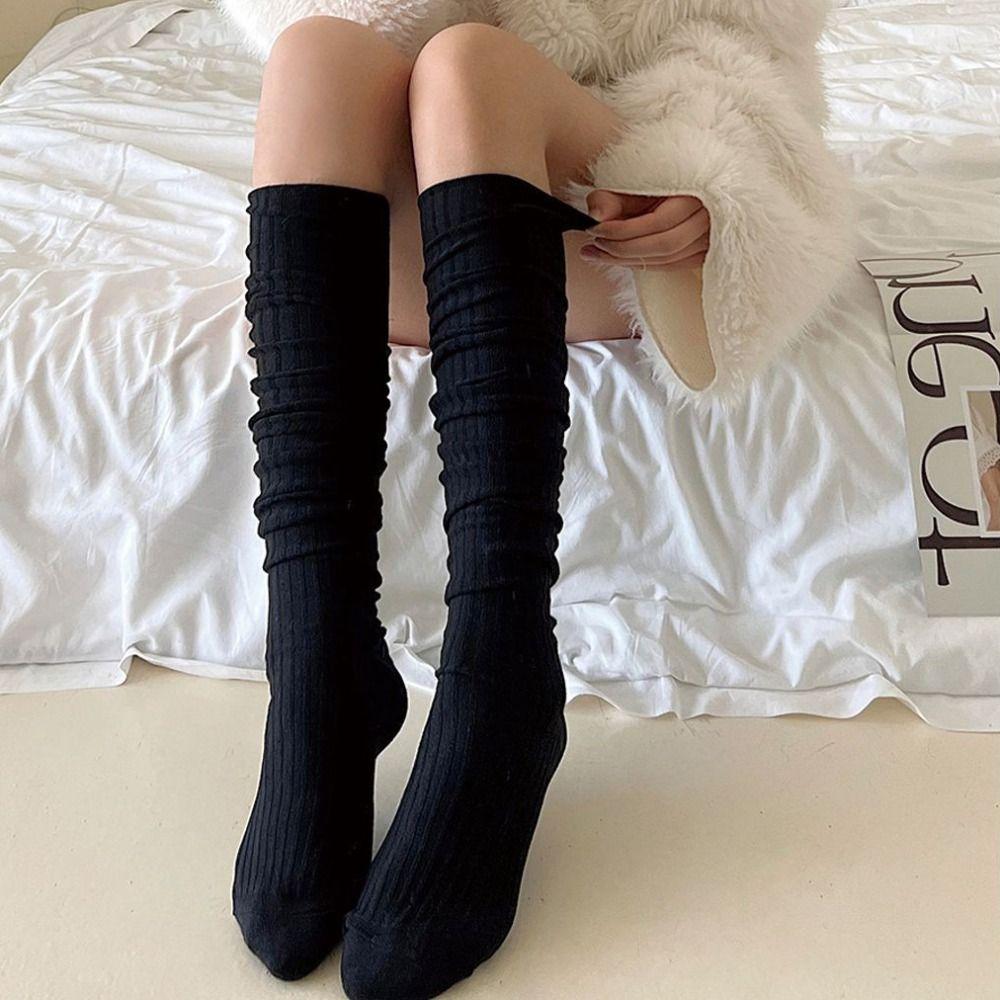 Keep Warm Knee-high Socks Solid Color Calf Socks Fashion Long Tight Socks  Fall Winter