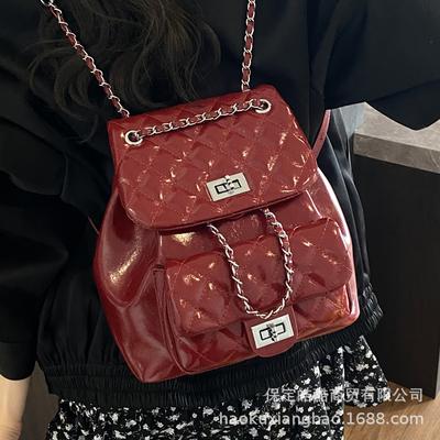 Rhombus Chain Bag Women's Spring and Summer 2025 New Fashion Niche Design Backpack High-end Versatile Messenger Bag