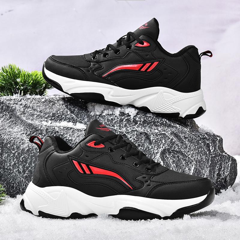 Four seasons leather waterproof sports shoes versatile green running shoes non-slip couple casual shoes autumn and winter
