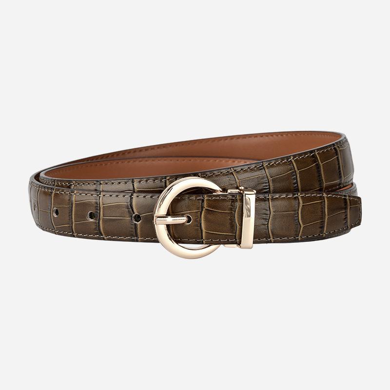 owhide belt niche design crocodile pattern multi-color handmade leather retro women s high-end belt women s 110*2.3cm