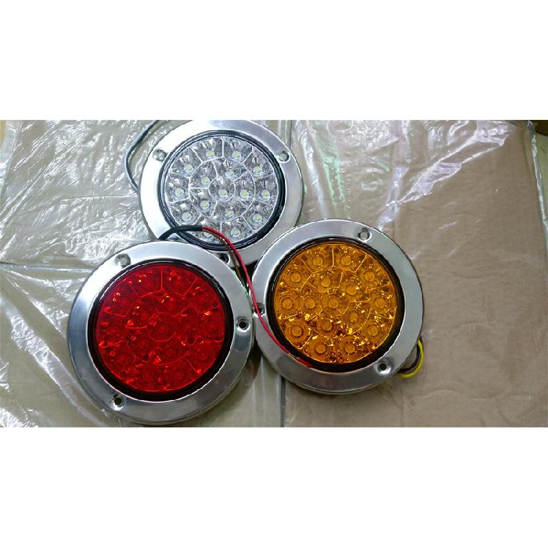 2Pcs Red Round Reverse Stop Rear Tail Light Truck Trailer Brake Turn Signal Lamp