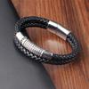 Luxury Vintage Handmade Leather Braid Men Bracelet Stainless Steel Buckle Business Men's Bangles For Friend Partner Lovers Gift