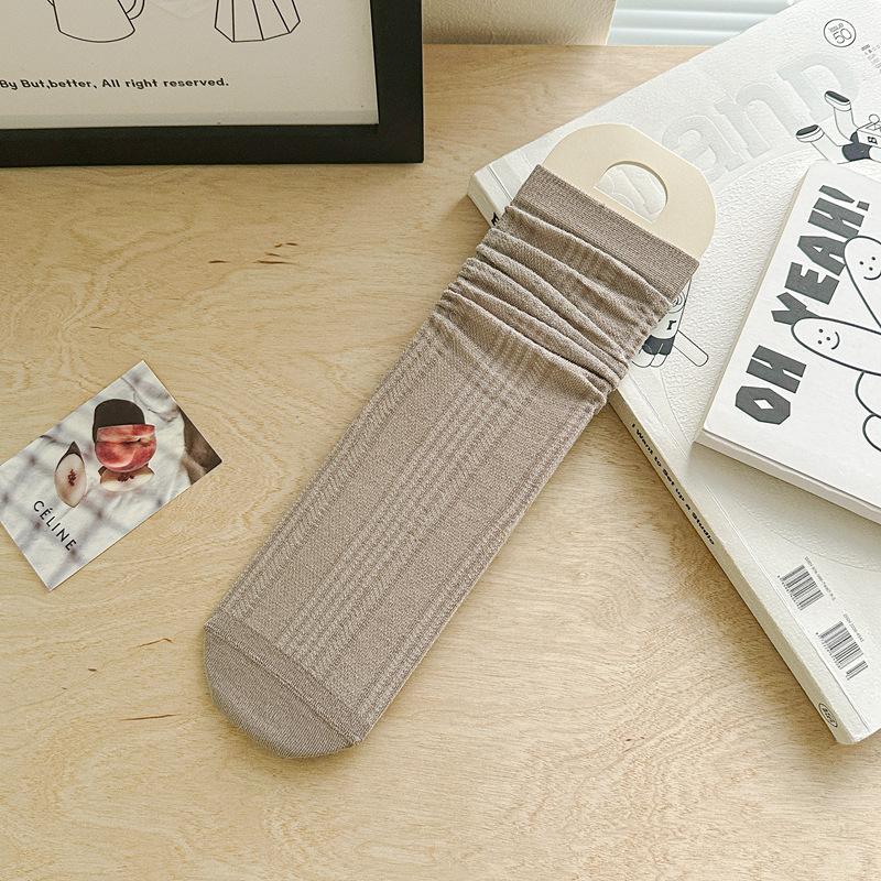 Spring And Summer Socks Women S Ultra-Thin Cool Boneless Modal Medium Tube Women S Socks Solid Color Japanese Stacking Socks Women One size