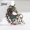 Vintage Horse Brooch Retro Rhinestone Pin Women Men Zinc Alloy