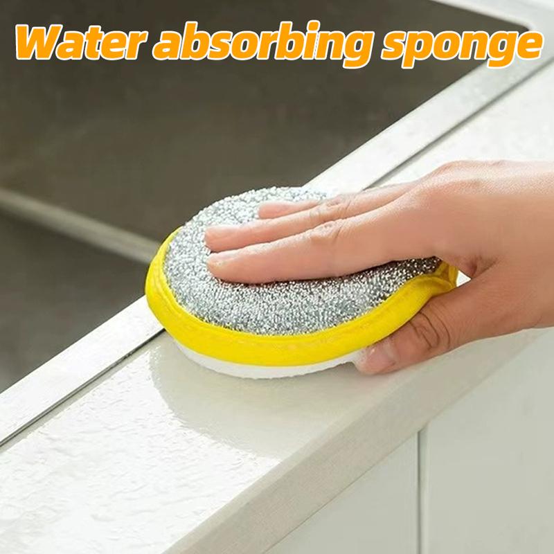 5pcs Dishwashing Sponge Non-stick Oil Brush Pot Dishwashing Cloth Sponge Wipe Double-sided Cleaning and Decontamination Magic Wipe