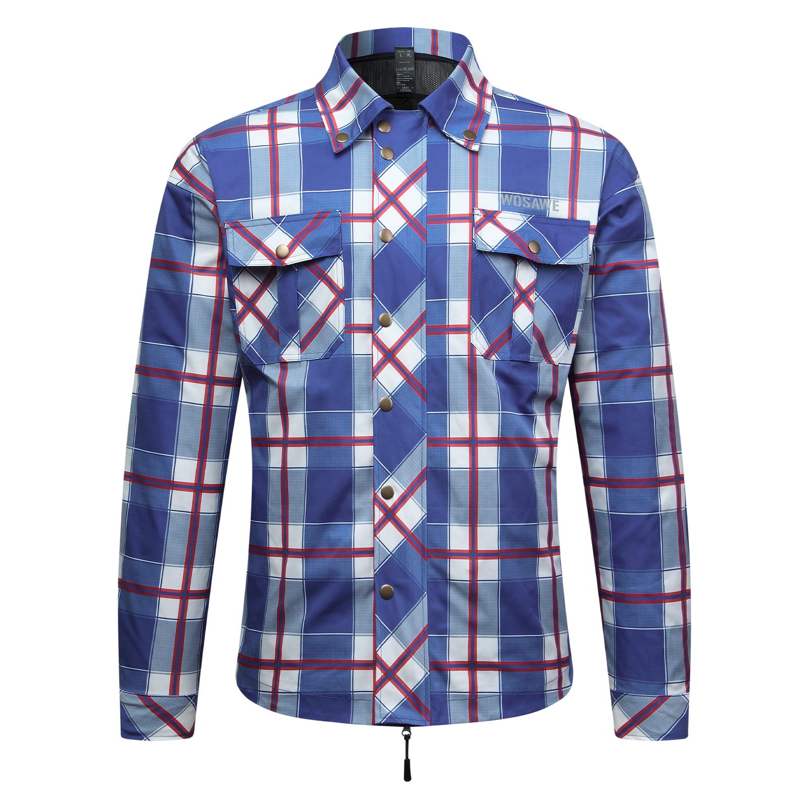 WOSAWE Men Motorcycle Checkered Shirt Travel