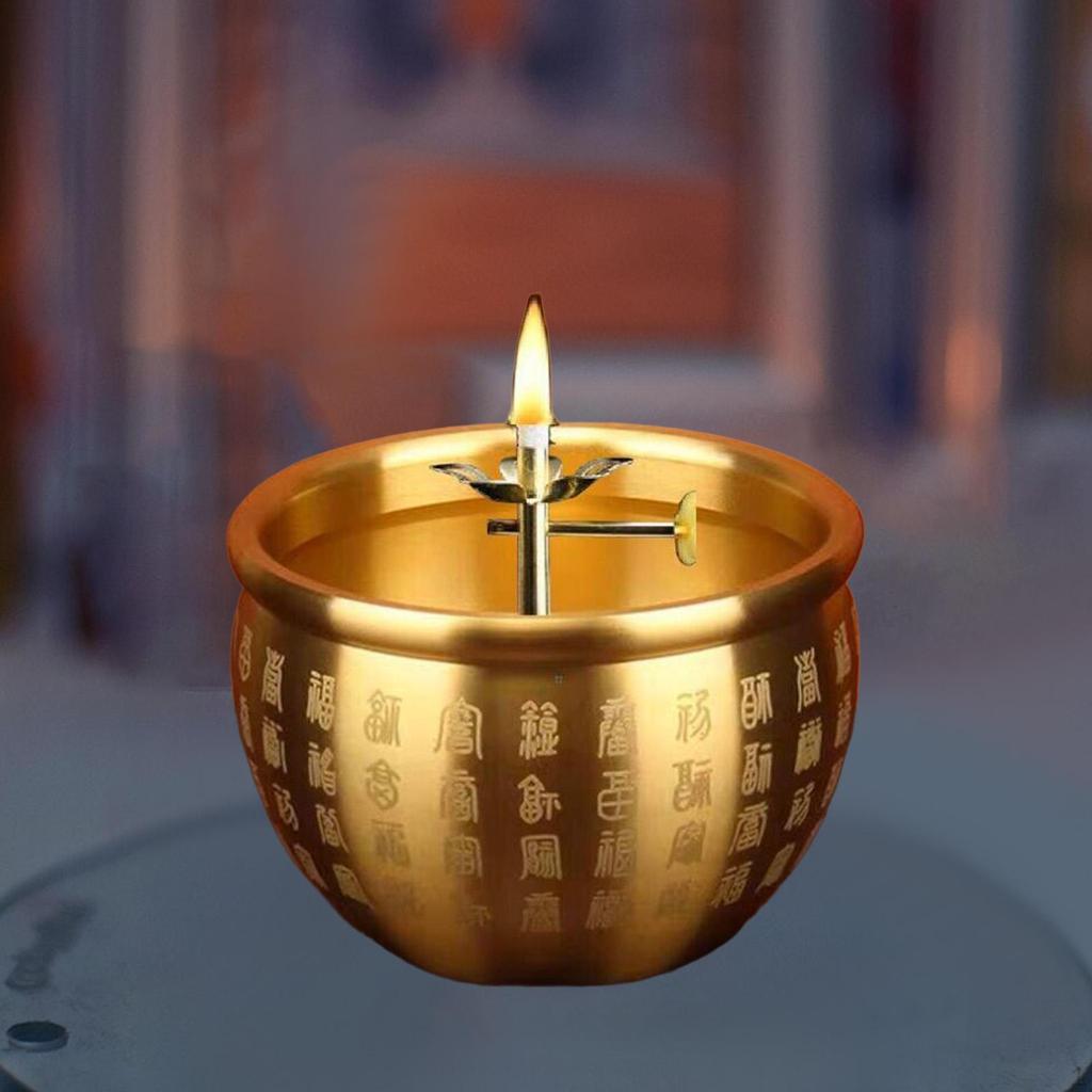 Retro Lampa Olejna Regulowana Jasność Miedziane Przybory Ołtarzowe Ornament Pojemnik na Ghee Lampki Masłowe