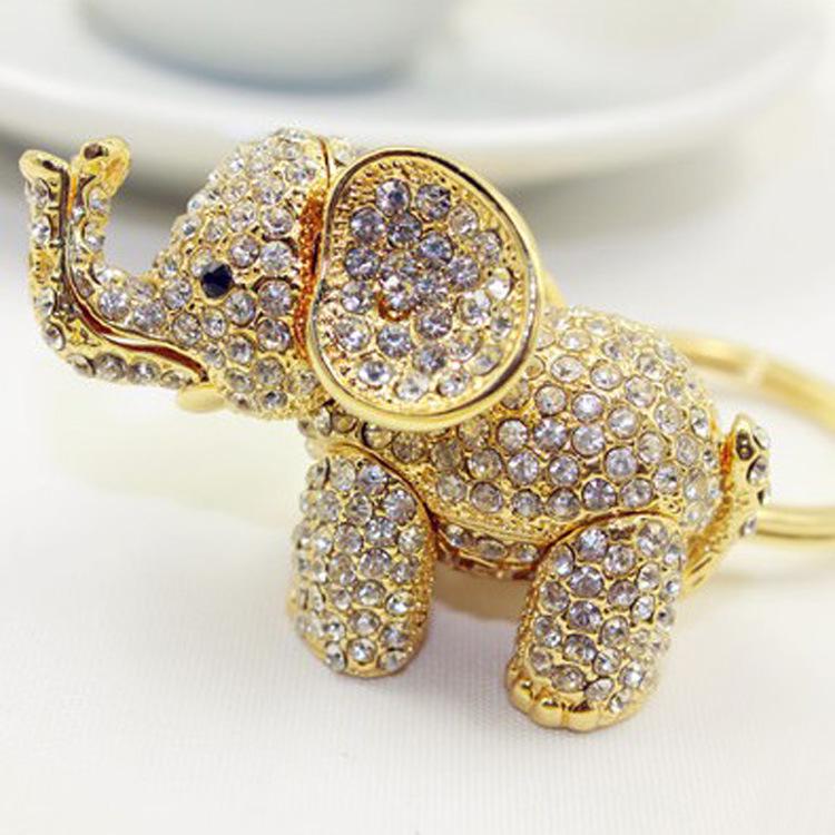 Charming Rhinestone Elephant Keychain for Women