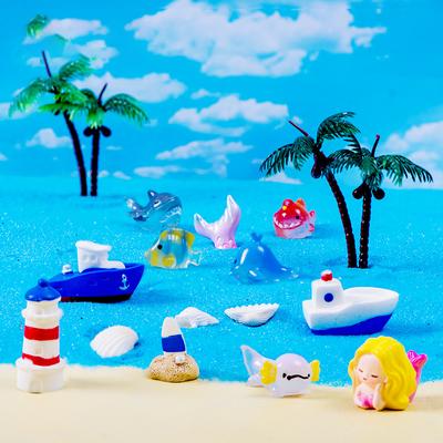 Mikrolandschaft, kleine Ornamente für Meerestiere, Delfine, Möwen, Meerjungfrauen, Yachten, Burgen, Aquarien und Aquariendekorationen
