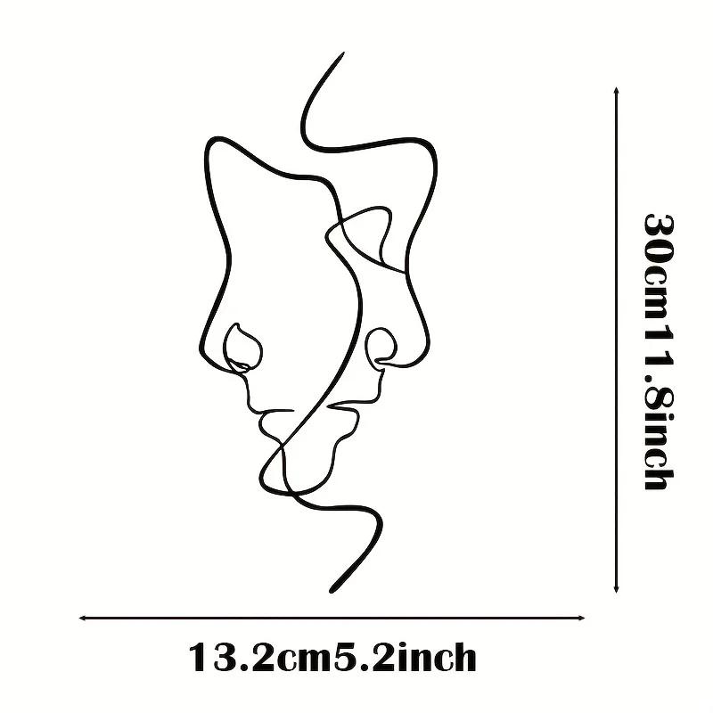 

1 шт. Эстетические абстрактные наклейки на стены с изображением парных лиц - минималистская наклейка для спальни, гостиной, квартиры светло-серый