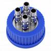 GL45 Safety Bottle Cap with 4 Port 304 Stainless Steel Interface Laboratory Liquid Mobile Phase Filling Cap Diameter 8