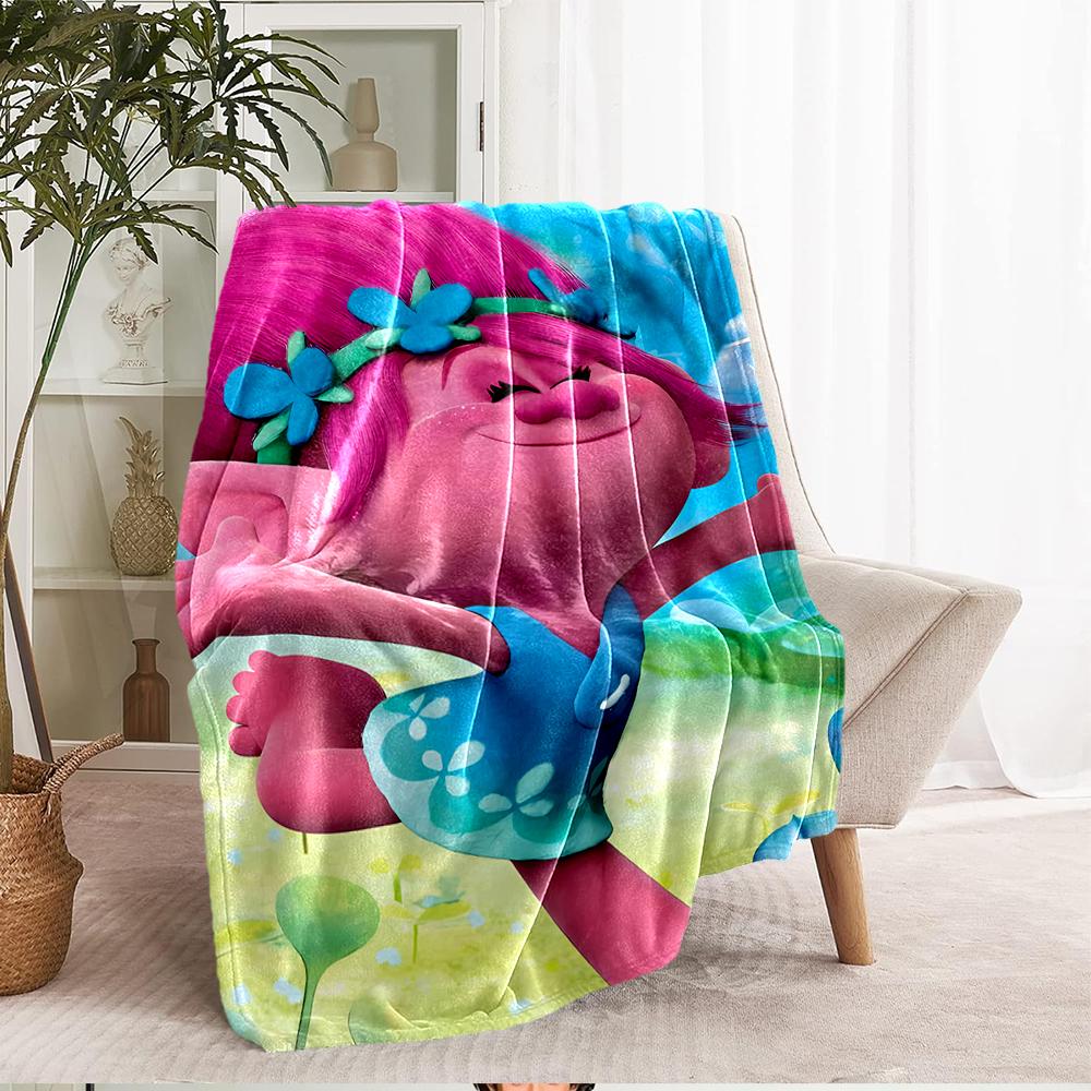 Trolls Theme Printed Blanket - Perfect for Couch, Bed, Travel & Outdoor Use | Machine Washable, Cozy & Durable.