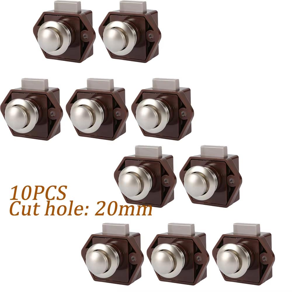 5/10pcs 26mm Push Locks Camper Car Push Button Latch Locks Cabinet Lock RV Caravan Drawer Lock Furniture Hardware Door Locks