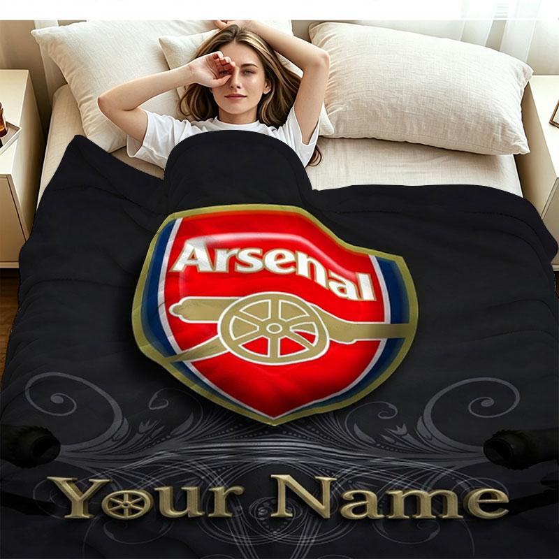 1PC Arsenal F Custom Name Patterned Flannel Blanket Suitable For All Seasons for Home Decor Warmth and Comfort Gifts Holiday Present