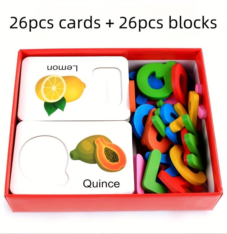 Montessori, Wooden Alphabet Cards, Children's Early Education Fruit Cognitive Cards, Kindergarten Enlightenment Puzzle Block Toy