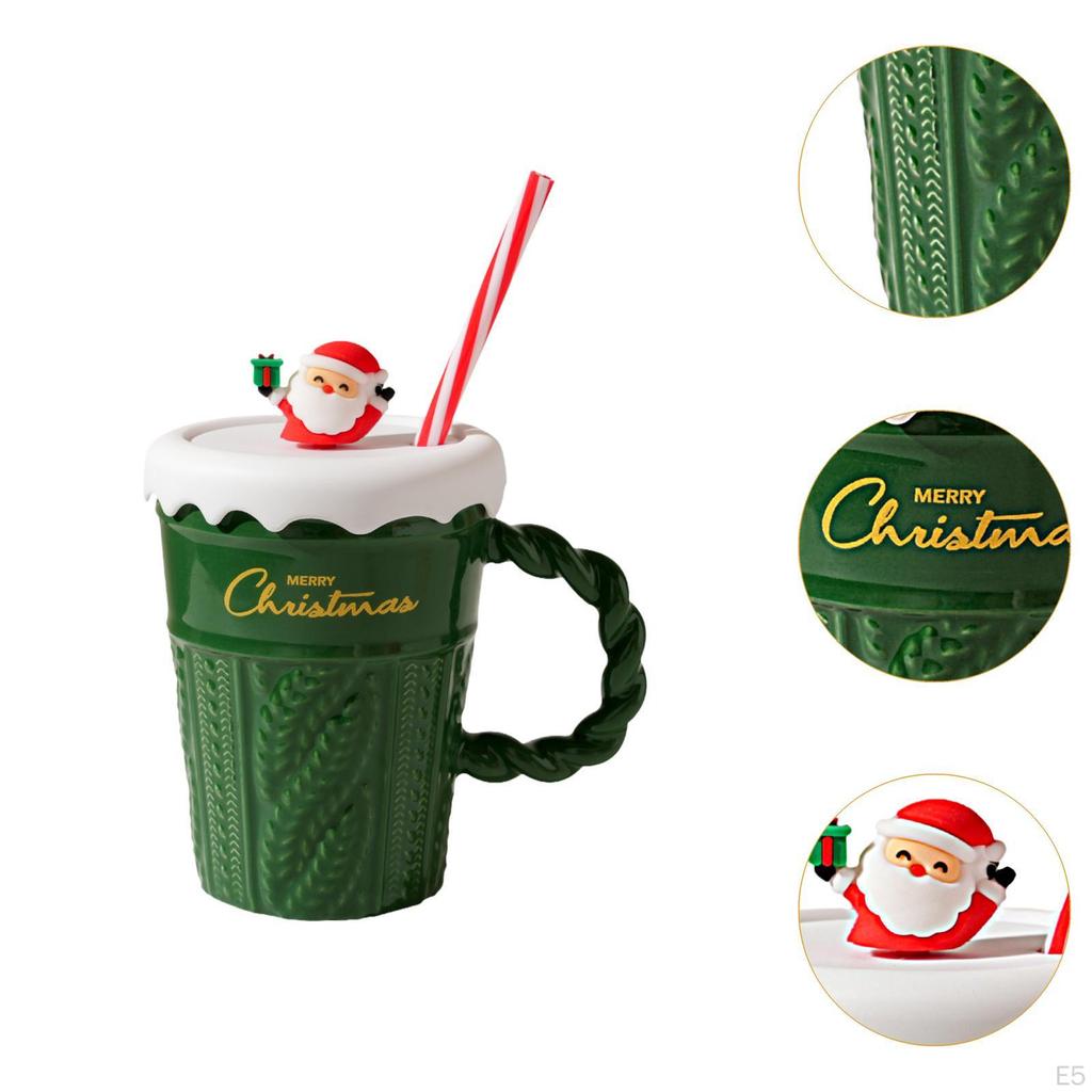 Christmas Ceramic Mug Creative Breakfast Water Cup Beverage Drinking Red