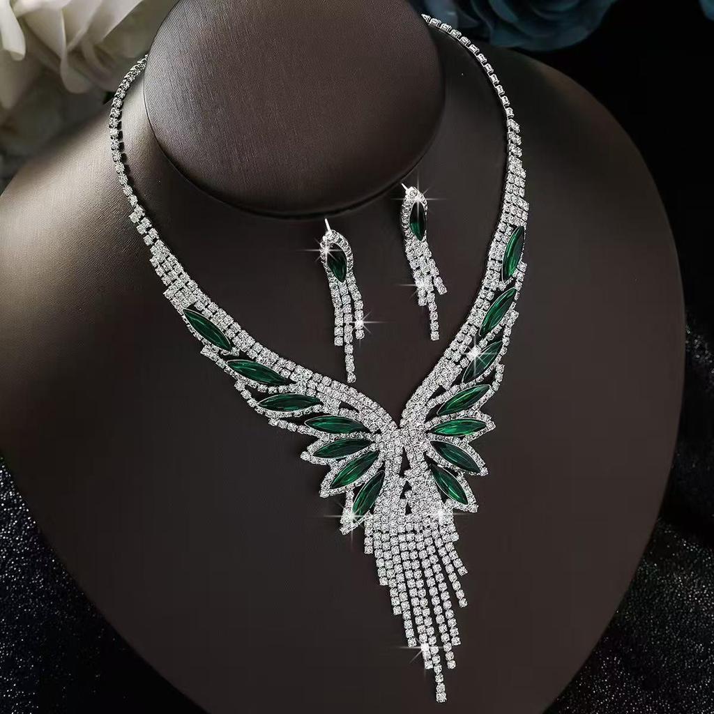 Sparkling Diamond Bridal Necklace & Earrings Set for Wedding and Evening Dress