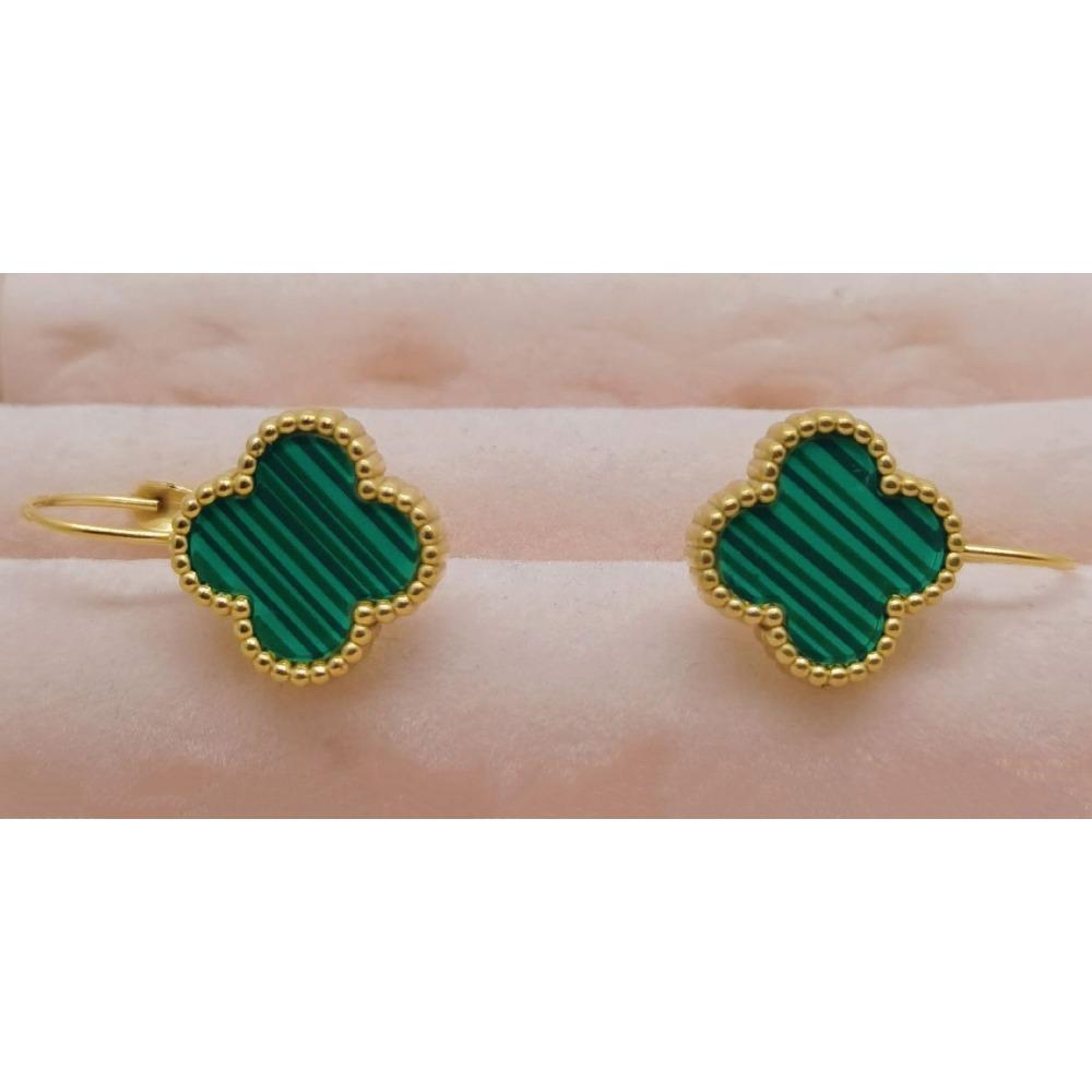 Náušnice čtyřlístek Módní náušnice ze slámy pro štěstí Dámské náušnice z nerezové oceli Vintage zapínání náušnic