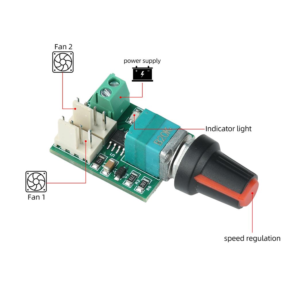 Dc11v 11v Dual Way PWM Motor Speed Controller Fan Speed Adjustable Switch 1-wire Speed Control Module For CPU