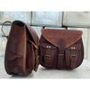 Real 1 Pair 2 Bags Leather Motorcycle Saddle Bag Side Pouch Panniers Bags