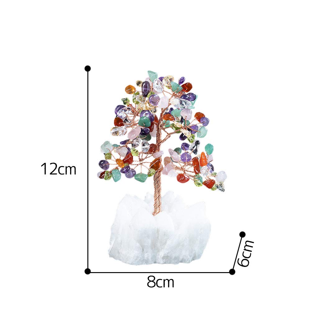 Money Tree (White Quartz, Citrine, Amethyst, Rose Quartz, Red Agate, Peridot, Dongling Jade) Crystal Cluster Natural Stone Purification Feng Shui Orna