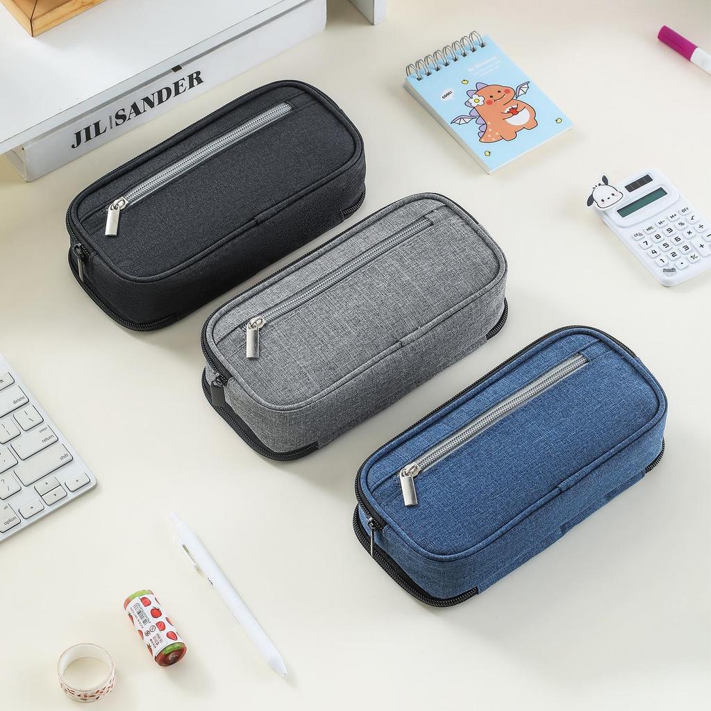 Large Capacity Three-Layer Multifunctional Pencil Case for Junior High Students - Best-Selling Simple Stationery Box for Boys and Girls