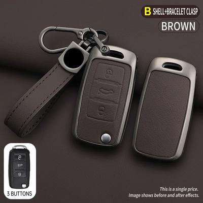 Zinc Alloy Leather Car Key Case Cover For Volkswagen Vw Polo Golf Passat Tiguan Beetle Caddy T5 Up Skoda Octavia Seat Leon Altea