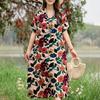 Casual Women's Dresses Summer Vintage Clothes Plus Size Elegant Short Sleeve Summer Long Dress