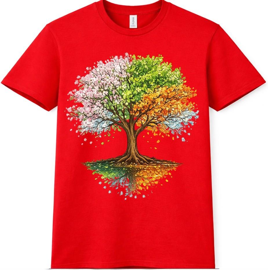 Tree Four Seasons T Shirt Colorful Spring Summer Fall Winter Graphic Tee S