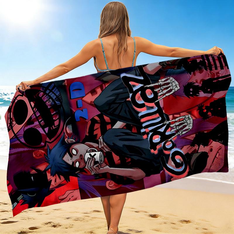 1Pc Gorillaz Digital Art Collage Beach Towel, Quick Dry, Multi-Use for Beach Pool Gym Yoga Home Travel, Christmas, Halloween, Xmas Gift M929407