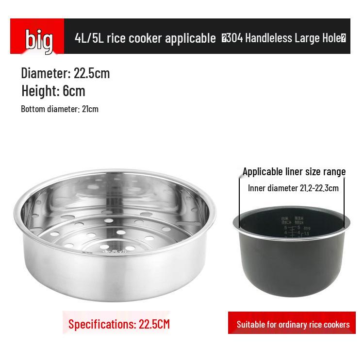 304 Stainless Steel Steamer Basket for Rice Cooker - Fine Hole Steaming Tray with Inner Rack and Layered Accessories for Electric Pressure Cookers