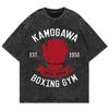 Cotton Vintage Washed Anime Manga Kamogawa Boxing Gym T Shirt Fashion MenWomen Cartoon KBG S Retro Acid Wash Tees Shirts