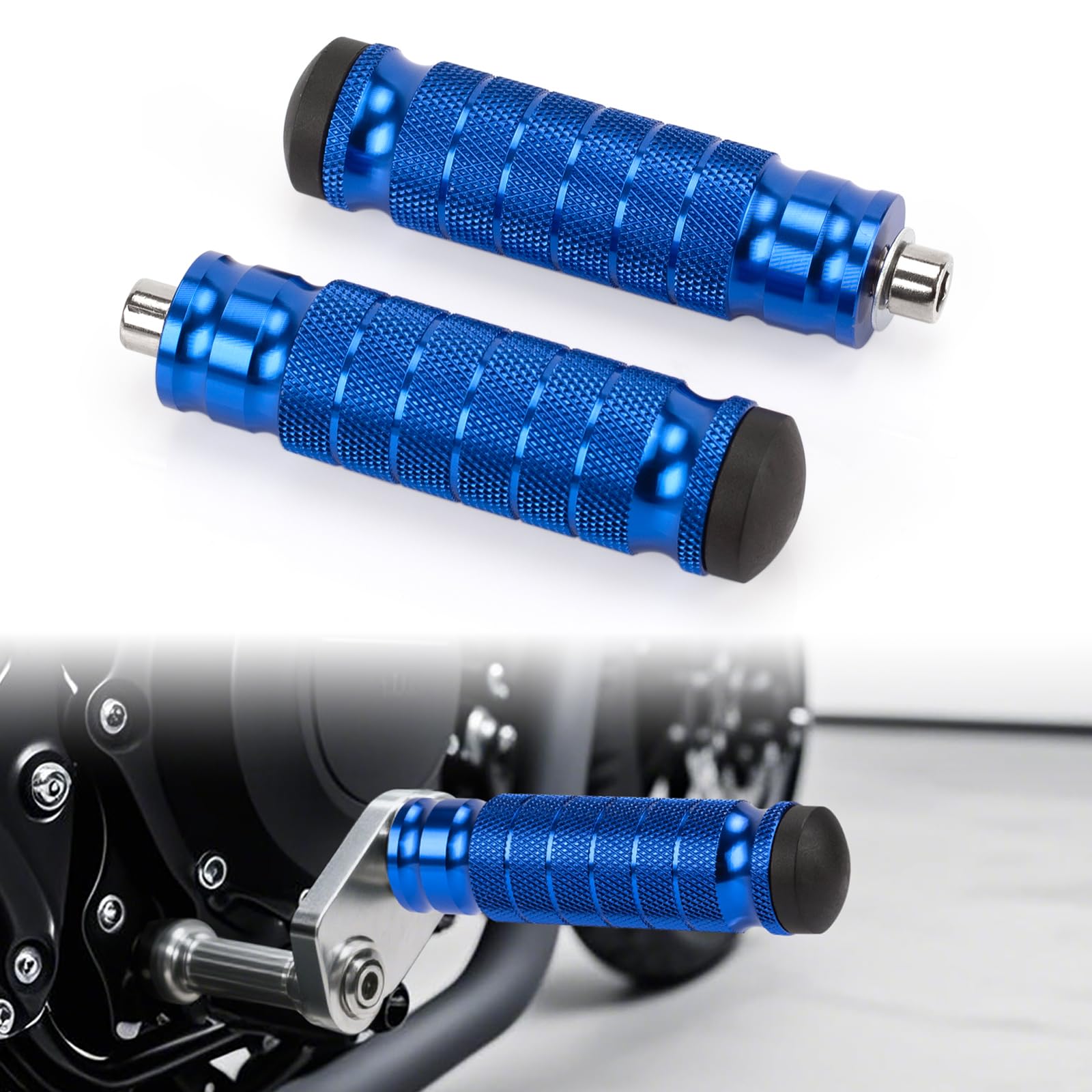 RACEAST Motorcycle Steps, Universal Tandem Steps, M8 Bolts, Left and синий