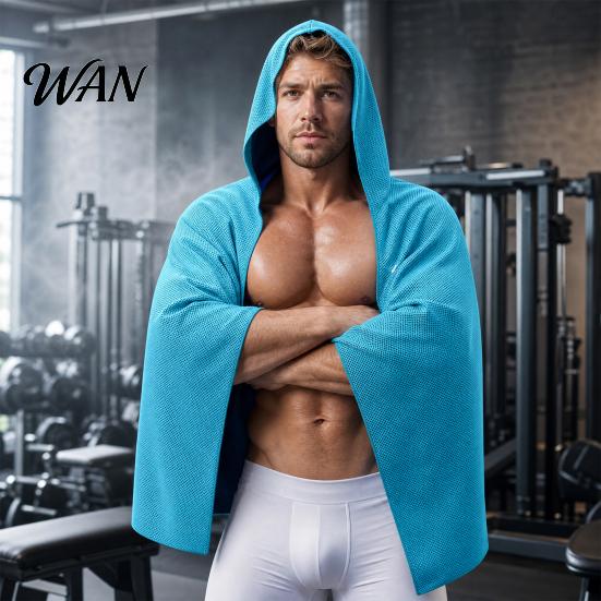 Cooling Fabric Cloak Towel Cloak, Hooded Cool Cape, Beach Cape Instant for Men Women Summer Yoga Camping