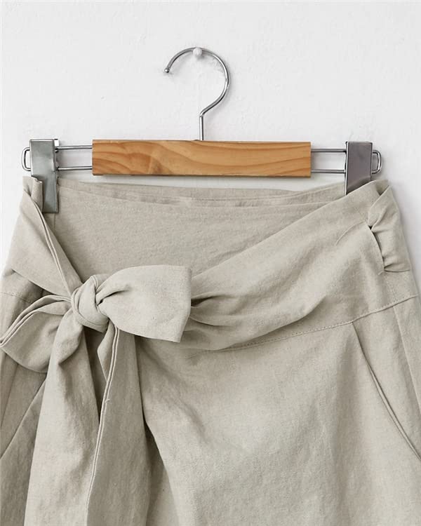 Casual Office Wide Leg Pants Army [JINJUDUO] Women's Pants, Lace-up, Plain, Casual, (L, Green)