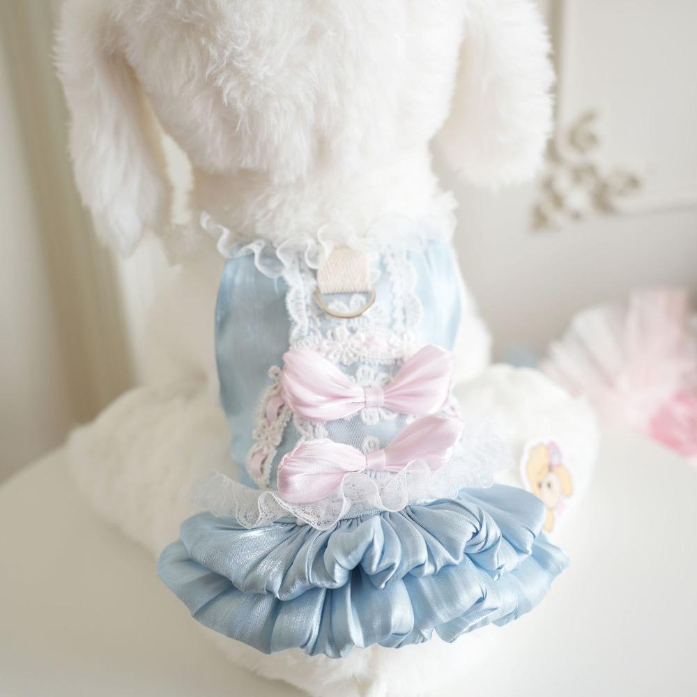 Korean Sweet Dog Princess Dress Lace Strap Dog Puff Skirt Pet Lace Dress  Outdoors Activities