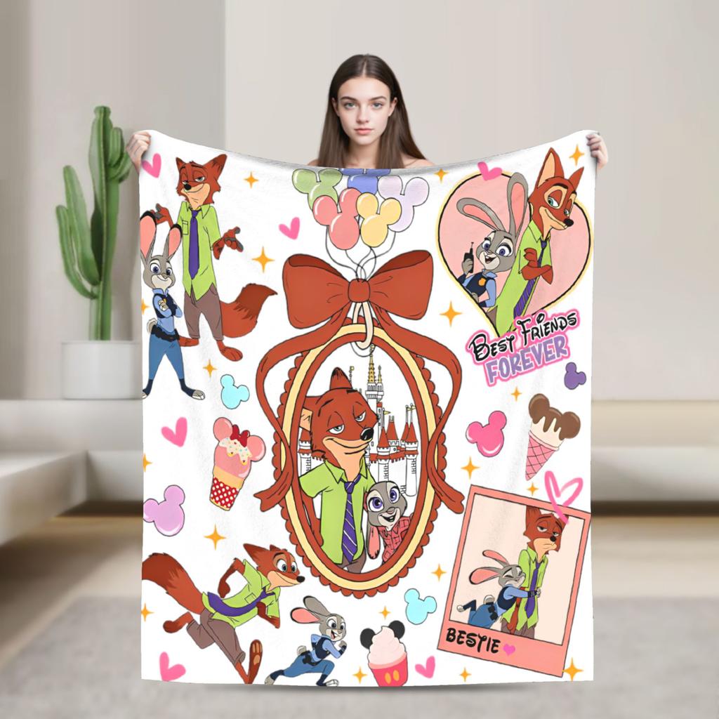 Zootopia Blankets Fleece Textile Decor Judy Hopps Nick Wilde Breathable Super Warm Throw Blankets for Sofa Office Quilt