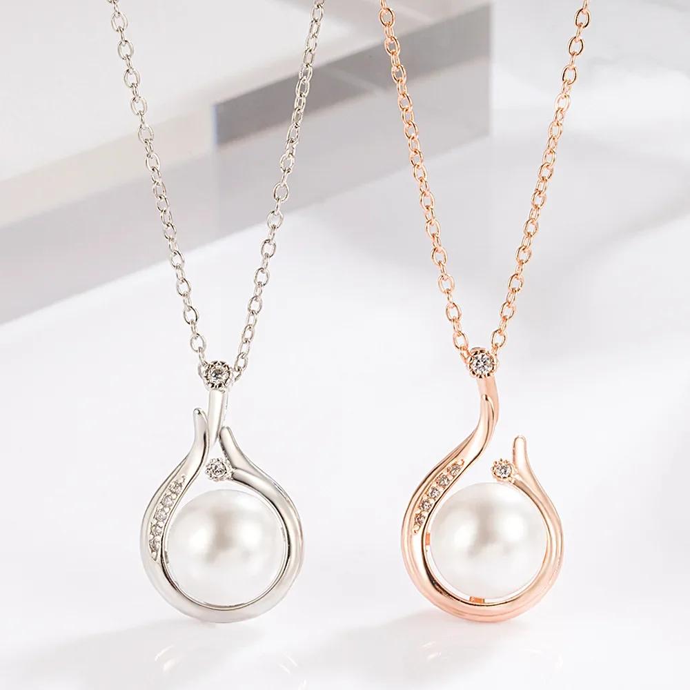 925 Silver Pearl Pendant Elegant Jewelry Sets For Women Earring Necklace Luxury Quality Jewellery Accessories