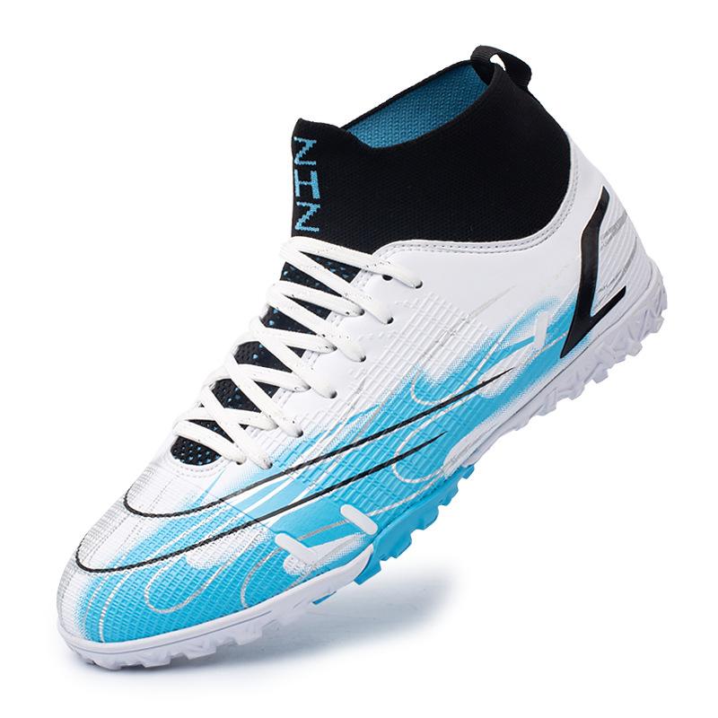 Vibrating football shoes boys and girls high-top TF broken nails youth training lawn football shoes one piece 2025