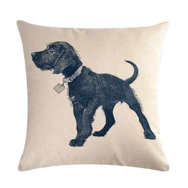 Cute Puppy Head Series Linen Pillow Case Seat Sofa Bedroom Cushion Cover Home Decoration Pillowcase 45*45Cm
