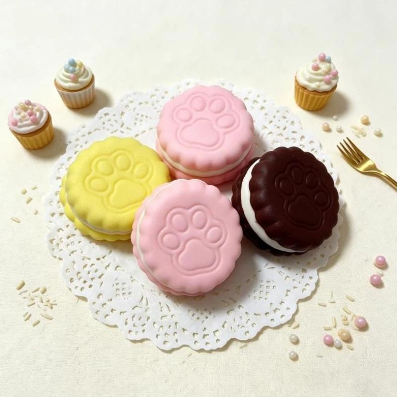 Cat Paw Biscuit Stress Relief Toy 1Pcs Soft Slow Rebound Realistic Fidget Toy for Kids Classroom Reward Gift