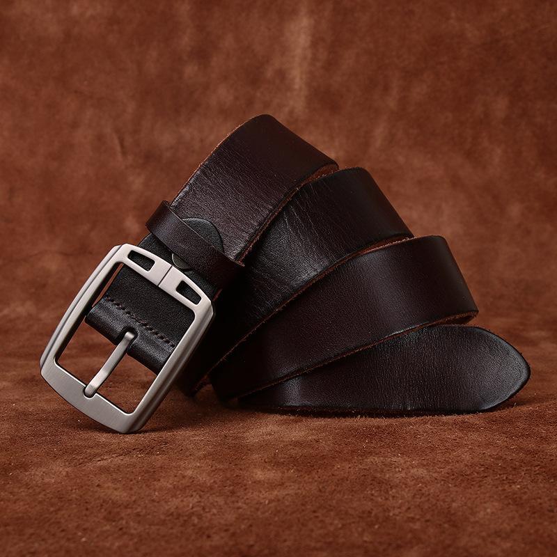 Retro Washed Glossy First Layer Cowhide Belt Men'S Genuine Leather Pin Buckle Versatile Fashion Casual Jeans Belt Men'S