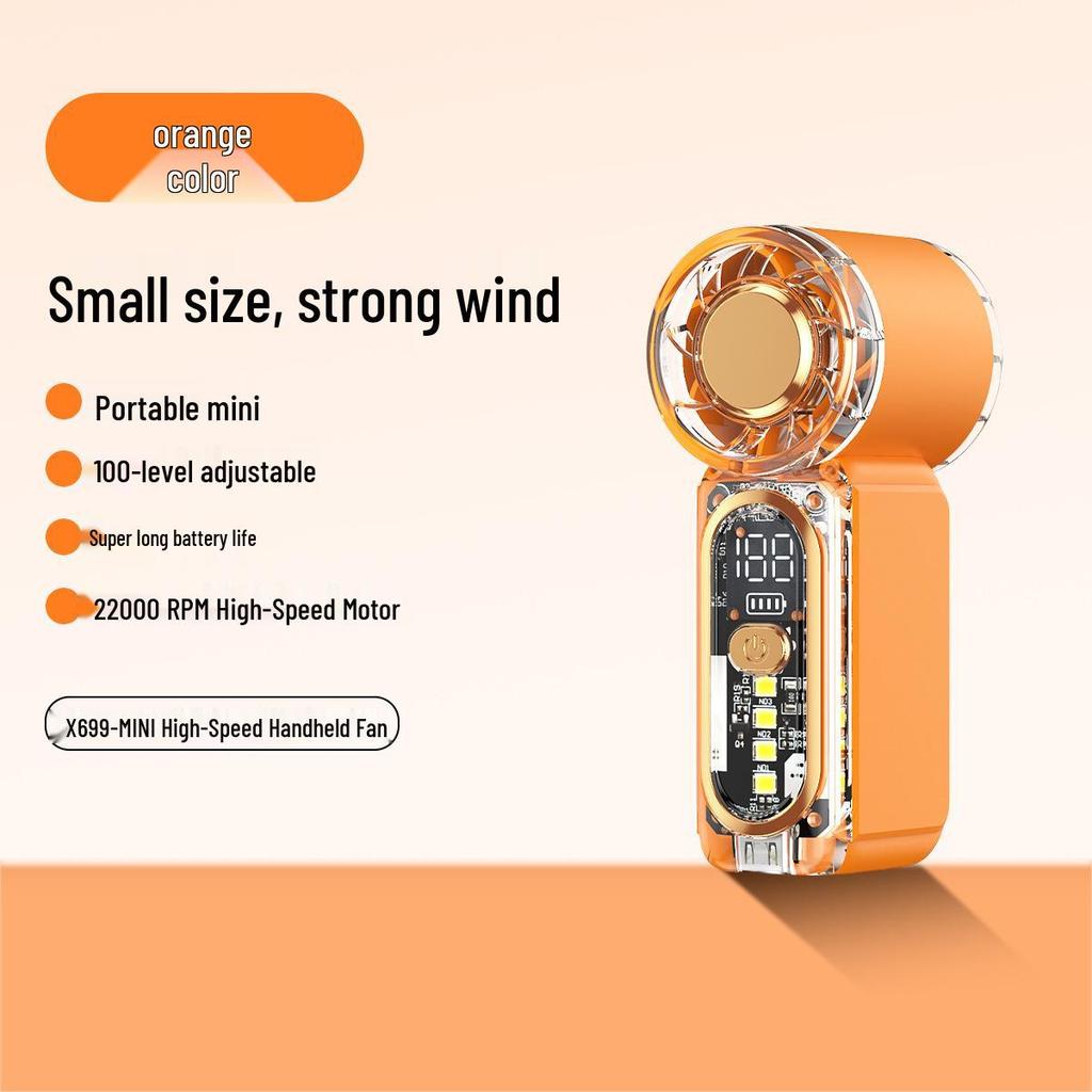 X688 Turbo Mini Handheld Fan - USB Rechargeable, Long-Lasting Battery, Powerful & Portable for Outdoor Use.